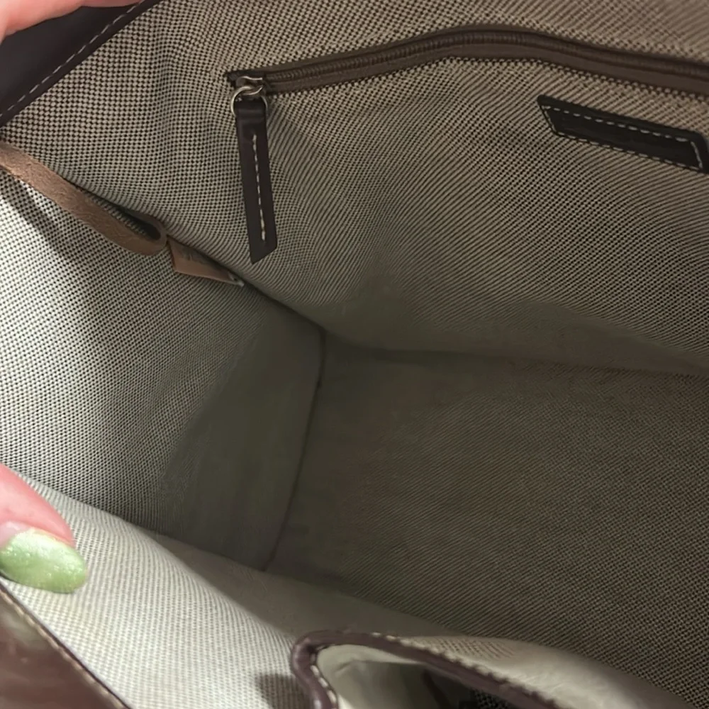 Dooney &‎ Bourke Double Pocket Tote - Signature Monogram Tan & Brown